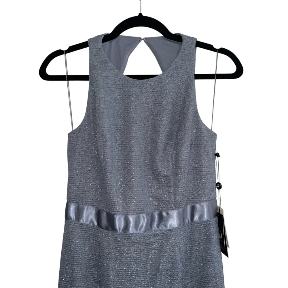 NEW NWT Adrianna Papell BHLDN Idris Open Back Maxi Gown Hydrangea Gray Blue